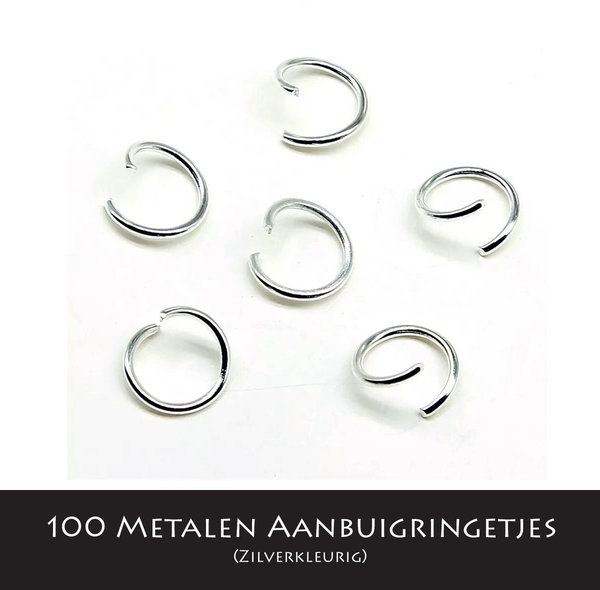 100 Metalen Aanbuigringetjes (5 mm - Zilverkleurig)
