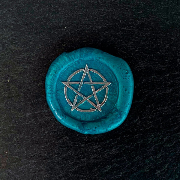 Pentagram Wax Amulet op Leisteen - Blauw (Handmade)