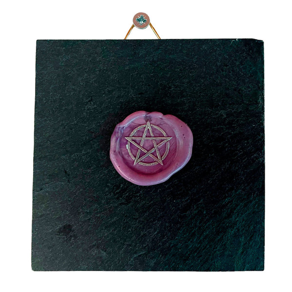 Pentagram Wax Amulet op Leisteen - Paars (Handmade)