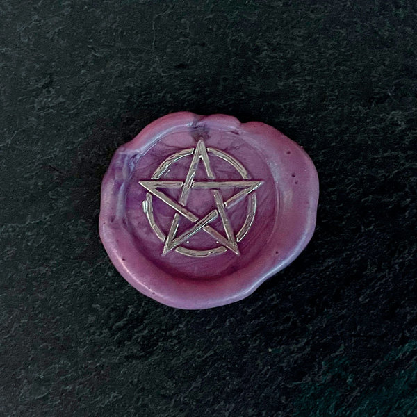 Pentagram Wax Amulet op Leisteen - Paars (Handmade)