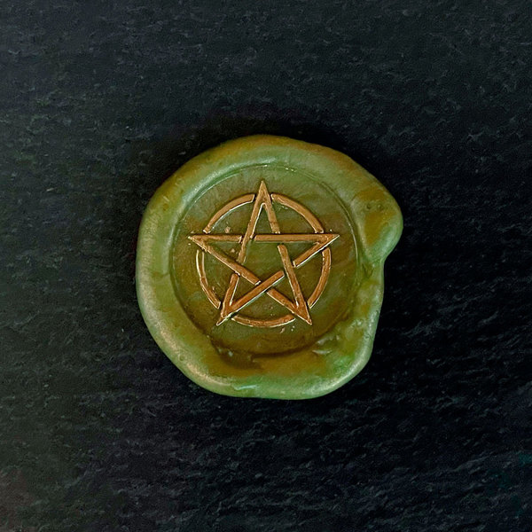 Pentagram Wax Amulet op Leisteen - Groen (Handmade)