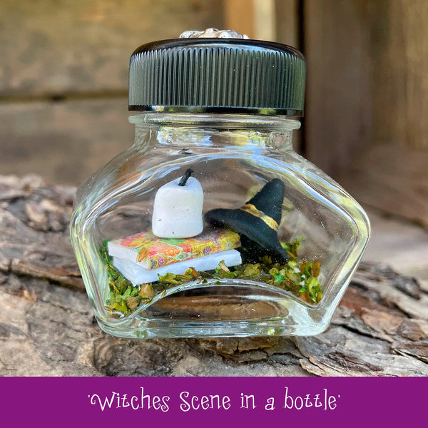 Mini Witches Scene in a Bottle (Handmade)